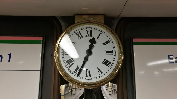 The clock at Aldgate East